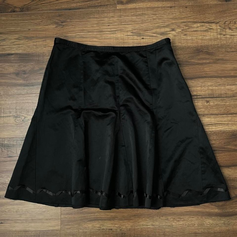 Vintage Black Pleated Ruffle‎ Skirt Ribbon 14 Y2K Coquette Whimsygoth Fairycore